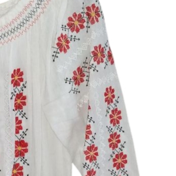S/M🌺 Romanian Traditional Handmade Ethnic Embroidered Blouse Top Ie - Picture 5 of 8